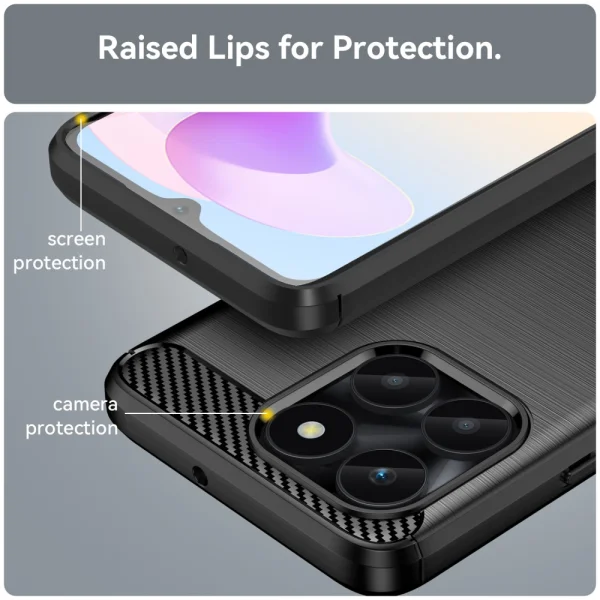 Carbon Fibre Brushed Silicone Case for Huawei Honor X6a 4G, Black 5