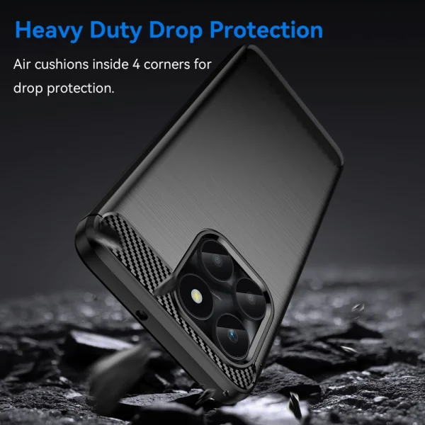 Carbon Fibre Brushed Silicone Case for Huawei Honor X6a 4G, Black 6