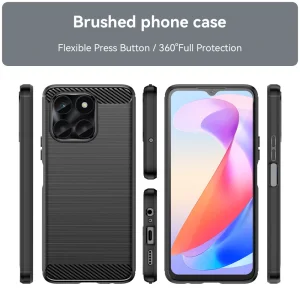 Carbon Fibre Brushed Silicone Case for Huawei Honor X6a 4G, Black 3