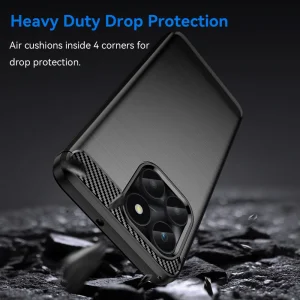 Carbon Fibre Brushed Silicone Case for Huawei Honor X6a 4G, Black 6