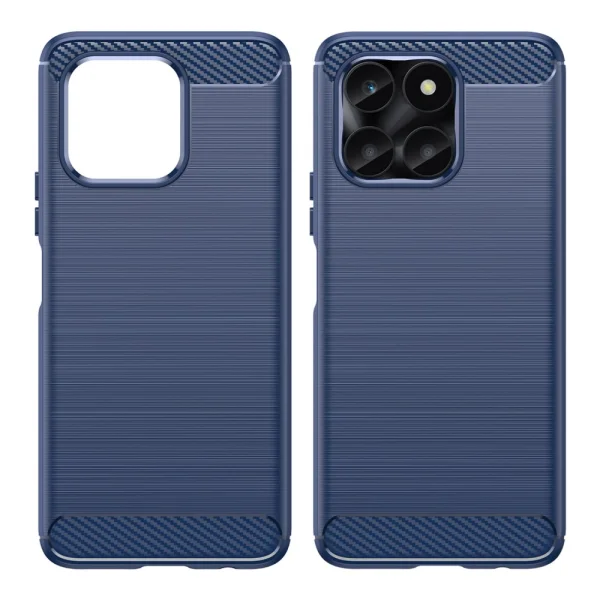 Carbon Fibre Brushed Silicone Case for Huawei Honor X6a 4G, Blue 2