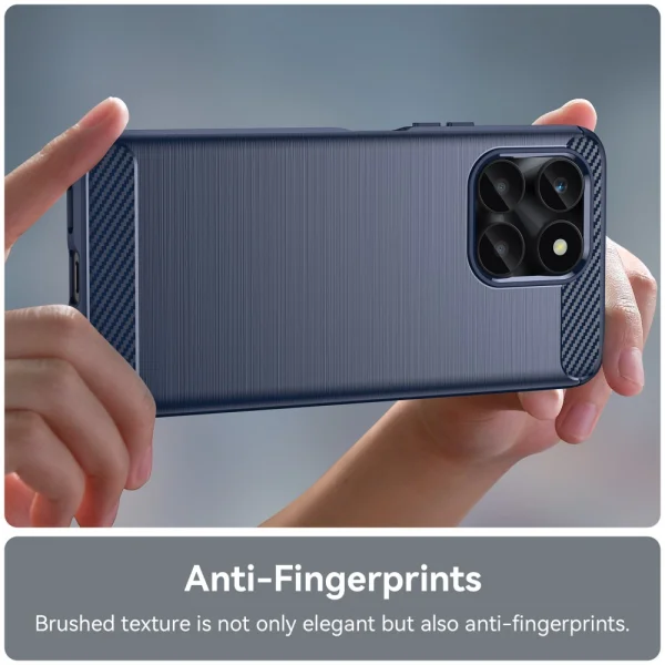 Carbon Fibre Brushed Silicone Case for Huawei Honor X6a 4G, Blue 5