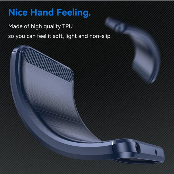Carbon Fibre Brushed Silicone Case for Huawei Honor X6a 4G, Blue 4