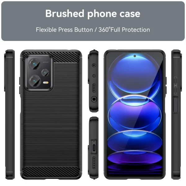 Силиконов Калъф Carbon Fibre Brushed за Xiaomi Redmi Note 12 Pro Plus 5G, Черен 3