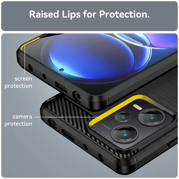 Силиконов Калъф Carbon Fibre Brushed за Xiaomi Redmi Note 12 Pro Plus 5G, Черен 5