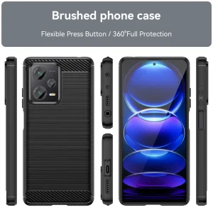 Силиконов Калъф Carbon Fibre Brushed за Xiaomi Redmi Note 12 Pro Plus 5G, Черен 3