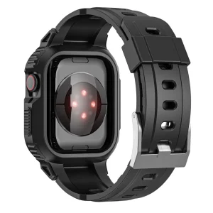 Silicone strap with bumper for Apple Watch Series 8, 7 45mm, 6, 5, 4, SE, SE (2022) 44mm, 3, 2, 1 42mm, Black 3