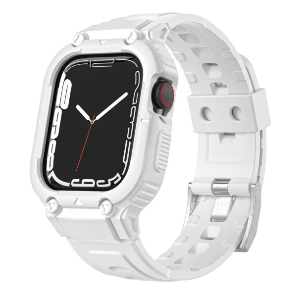Silicone strap with bumper for Apple Watch Series 8, 7 45mm, 6, 5, 4, SE, SE (2022) 44mm, 3, 2, 1 42mm, White 2