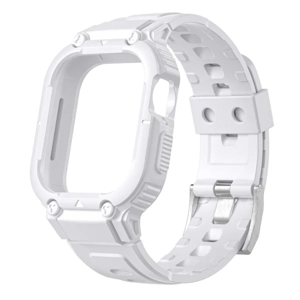 Silicone strap with bumper for Apple Watch Series 8, 7 45mm, 6, 5, 4, SE, SE (2022) 44mm, 3, 2, 1 42mm, White 1