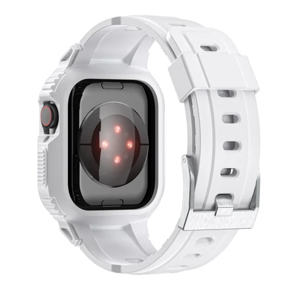 Silicone strap with bumper for Apple Watch Series 8, 7 45mm, 6, 5, 4, SE, SE (2022) 44mm, 3, 2, 1 42mm, White 3