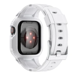 Silicone strap with bumper for Apple Watch Series 8, 7 45mm, 6, 5, 4, SE, SE (2022) 44mm, 3, 2, 1 42mm, White 3