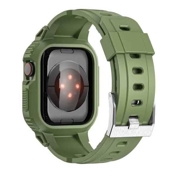 Silicone strap with bumper for Apple Watch Series 8, 7 45mm, 6, 5, 4, SE, SE (2022) 44mm, 3, 2, 1 42mm, Green 3
