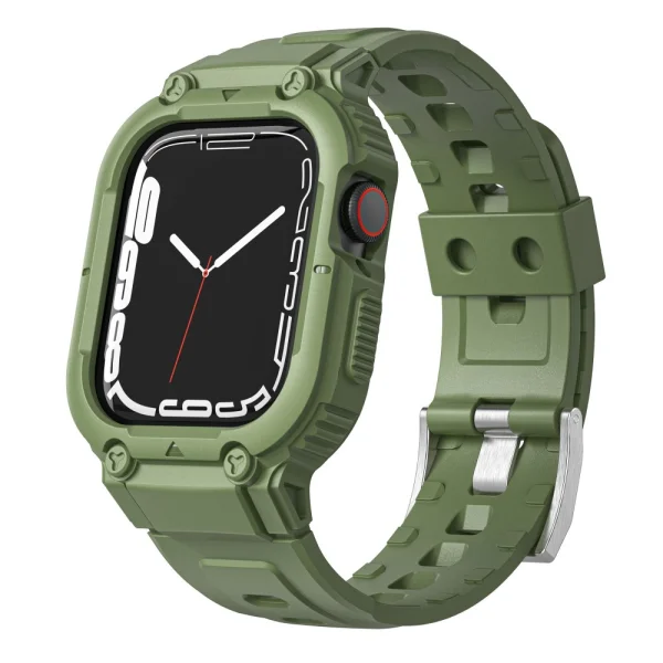Silicone strap with bumper for Apple Watch Series 8, 7 45mm, 6, 5, 4, SE, SE (2022) 44mm, 3, 2, 1 42mm, Green 2