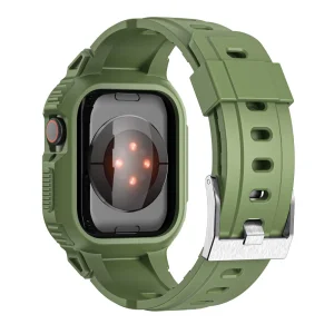 Silicone strap with bumper for Apple Watch Series 8, 7 45mm, 6, 5, 4, SE, SE (2022) 44mm, 3, 2, 1 42mm, Green 3