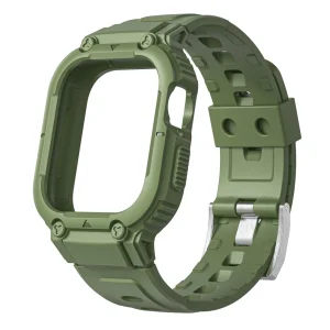 Силиконова каишка с бумпер за Apple Watch Series 8, 7 45mm, 6, 5, 4, SE, SE (2022) 44mm, 3, 2, 1 42mm, Зелен