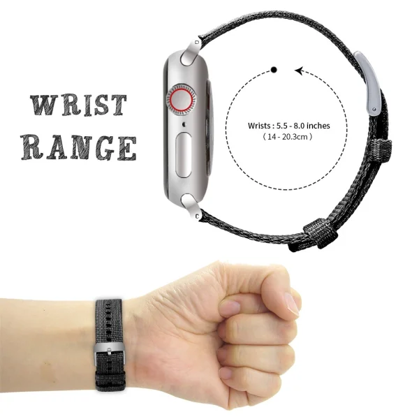 Classic Nylon Watch Strap for Apple Watch Series 8 45mm, Black 4