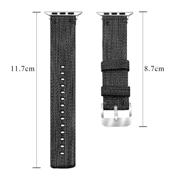 Classic Nylon Watch Strap for Apple Watch Series 8 45mm, Black 2