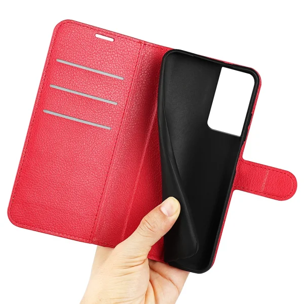 Wallet Case Litchi Texture for TCL 40 SE, Red 3