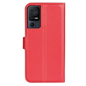 Wallet Case Litchi Texture for TCL 40 SE, Red 4