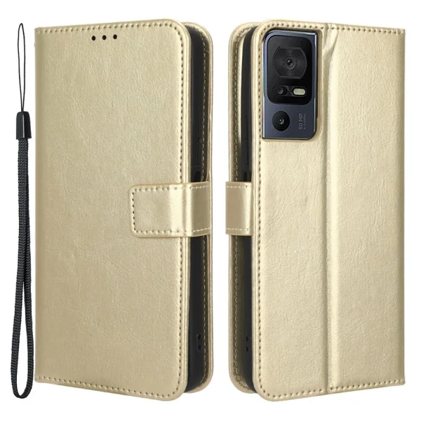Crazy Horse Book Case for TCL 40 SE, Gold 1
