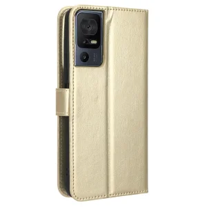 Crazy Horse Book Case for TCL 40 SE, Gold 3