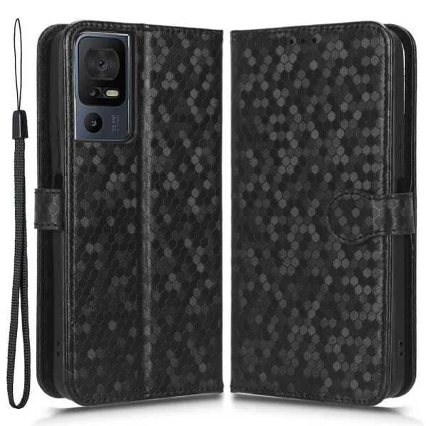 Калъф Тефтер Dot Pattern за TCL 40 SE, Черен 1