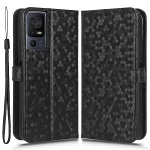 Калъф Тефтер Dot Pattern за TCL 40 SE, Черен