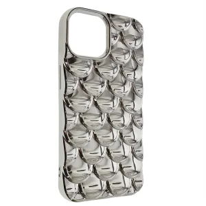 Силиконов калъф 3D Effect Mermaid Scale за iPhone 15, Сребрист