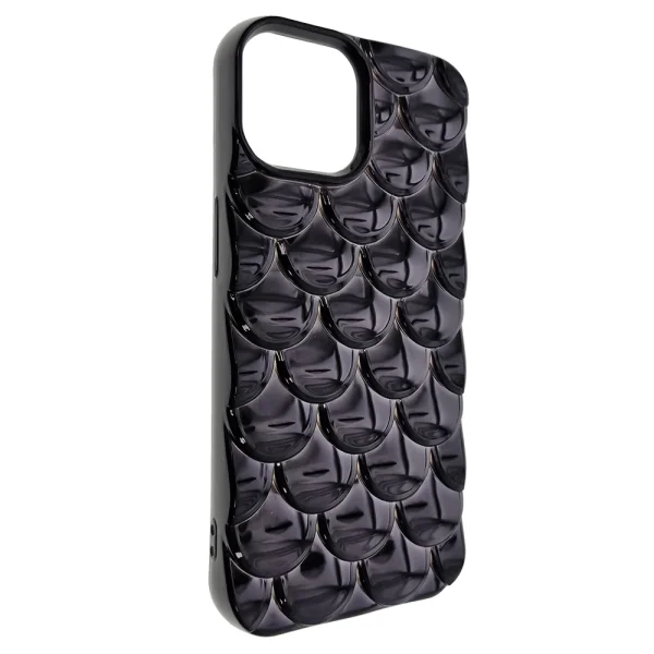 Силиконов калъф 3D Effect Mermaid Scale за iPhone 15, Черен 1