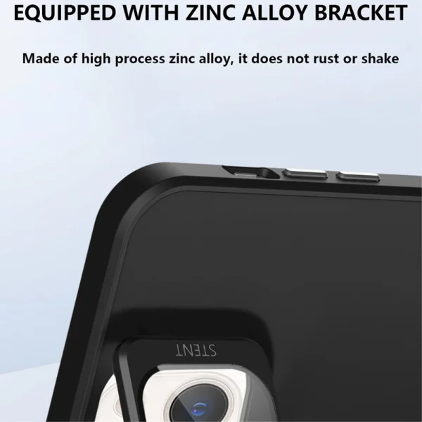 Shockproof Kickstand case for iPhone 15, Lens Frame, Black 3