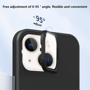 Shockproof Kickstand case for iPhone 15, Lens Frame, Black 4