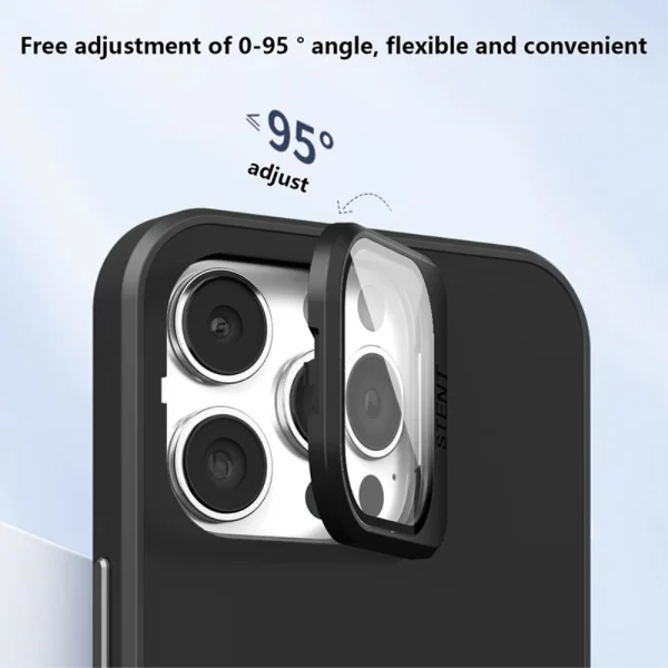 Shockproof Kickstand Case for iPhone 15 Pro, Lens Frame, Black 3