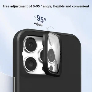 Shockproof Kickstand Case for iPhone 15 Pro, Lens Frame, Black 3