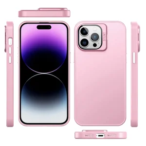 Удароустойчив калъф Kickstand за iPhone 15 Pro, Lens Frame, Розов 3
