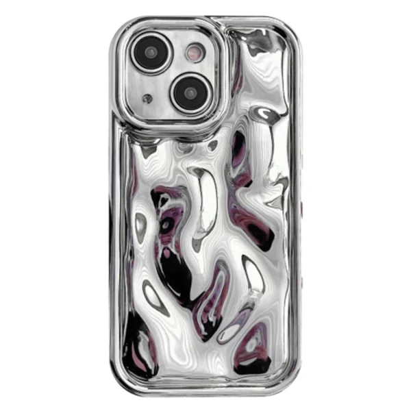 3D Effect Meteorite Silicone Case for iPhone 15, Silver 1