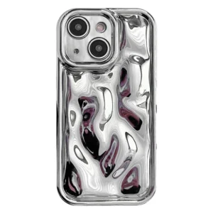Силиконов калъф 3D Effect Meteorite за iPhone 15, Сребрист