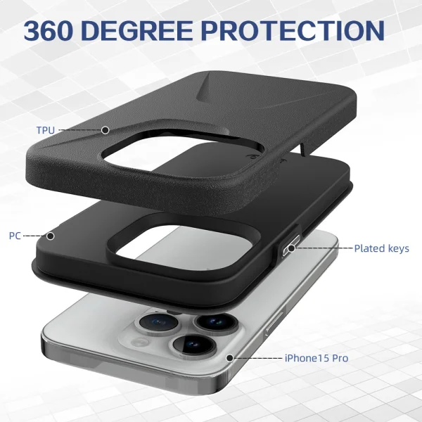 Shockproof Case for iPhone 15 Pro, Black 4