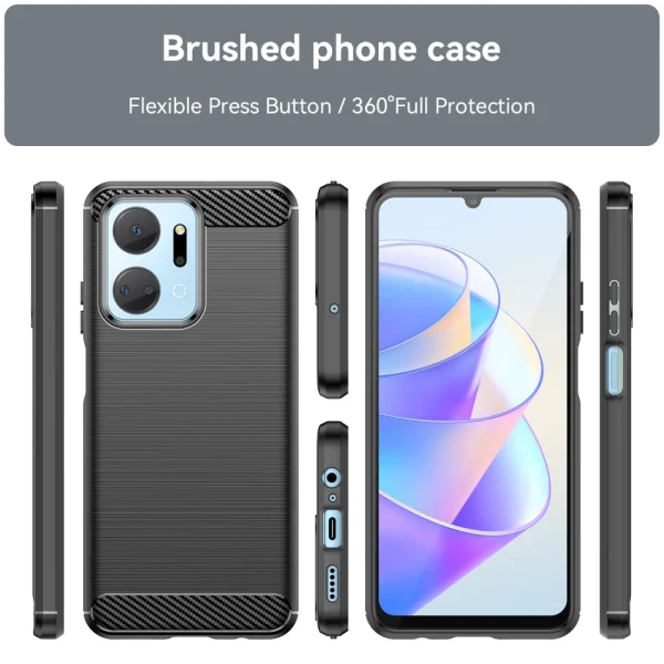 Silicone Case Carbon for Huawei Honor X7a 5G, Black 3