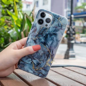 Silicone Case Marble Pattern IMD for iPhone 15 Pro, Grey Marble 5
