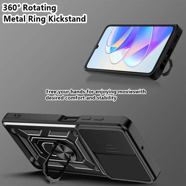 Shockproof Slide Camera Case for Huawei Honor X7a 5G, Black 3