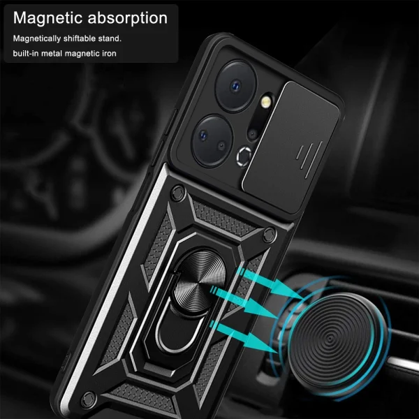 Shockproof Slide Camera Case for Huawei Honor X7a 5G, Black 2
