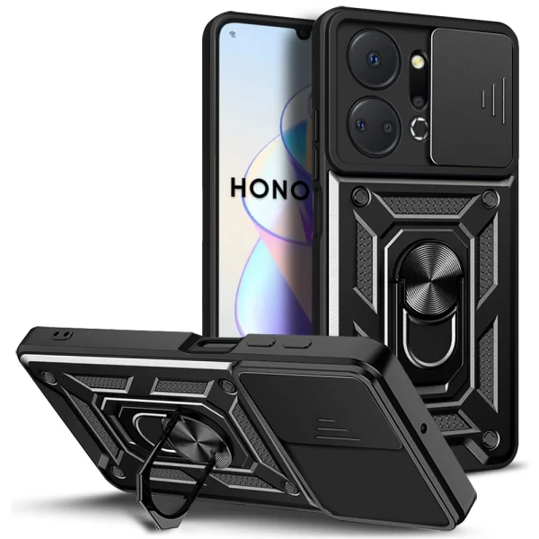 Shockproof Slide Camera Case for Huawei Honor X7a 5G, Black 1