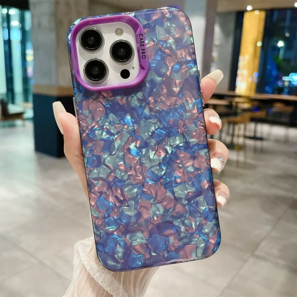 Удароустойчив калъф Shell Texture за iPhone 15 Pro Max, Лилав 2