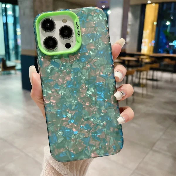 Shock-resistant case Shell Texture for iPhone 15 Pro, Green 2