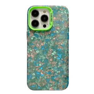 Удароустойчив калъф Shell Texture за iPhone 15 Pro, Зелен