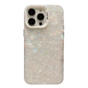 Удароустойчив калъф Shell Texture за iPhone 15 Pro, Бял