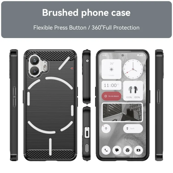 Silicone Case Carbon Fibre Brushed for Nothing Phone 2, Black 2