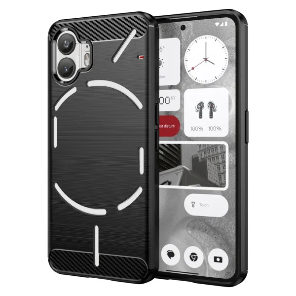 Silicone Case Carbon Fibre Brushed for Nothing Phone 2, Black 1