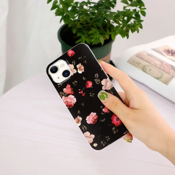 Noctilucent Silicone Case for iPhone 15, Glowing Roses 4