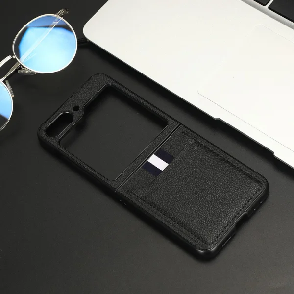 Удароустойчив калъф Ultra Thin Litchi за Samsung Galaxy Z Flip5 5G, Черен 2